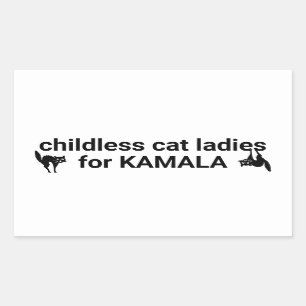 Kinderloze kat dames voor Kamala grappig zwart wit Rechthoekige Sticker