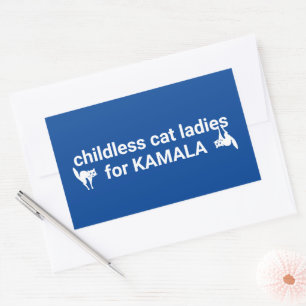 Kinderloze kat dames voor Kamala grappige katten b Rechthoekige Sticker