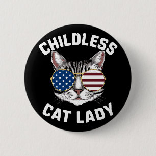Kinderloze kat Lady Kamala Harris 2024 Ronde Button 5,7 Cm