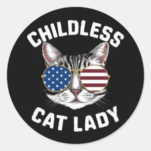Kinderloze kat Lady Kamala Harris 2024 Ronde Sticker