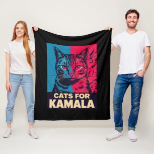 Kinderloze Kat Lady Stemt Kamala Harris 2024 Fleece Deken