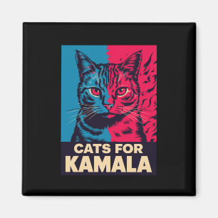 Kinderloze Kat Lady Stemt Kamala Harris 2024 Magneet