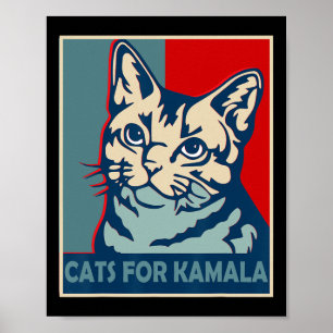Kinderloze Kat Lady Stemt Kamala Harris Voorzitten Poster