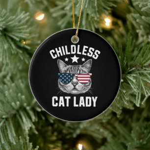 Kinderloze Kat Vrouw 2024 Keramisch Ornament