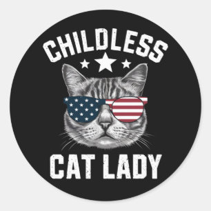 Kinderloze Kat Vrouw 2024 Ronde Sticker