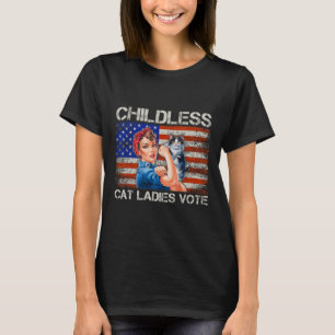 Kinderloze Kat Vrouwen Stemmen Rosie The Riveter V T-shirt