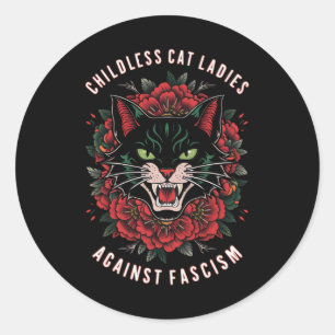 Kinderloze Katdames Tegen Fascisme Ronde Sticker