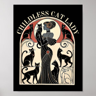 Kinderloze Katten Dames Katten Karma Retro Grappig Poster
