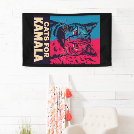 Kinderloze kattendame stemt Kamala Harris 2024 Spandoek (Insitu)