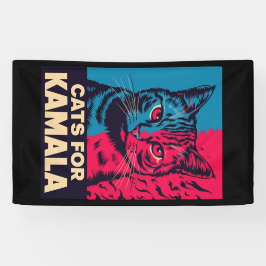 Kinderloze kattendame stemt Kamala Harris 2024 Spandoek (Horizontaal)