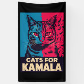 Kinderloze kattendame stemt Kamala Harris 2024 Spandoek (Verticaal)