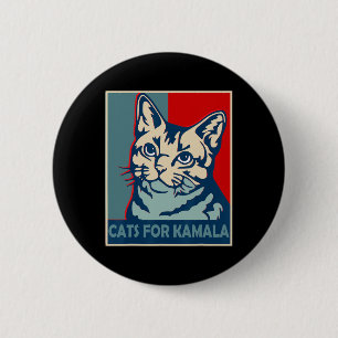 Kinderloze kattendame stemt Kamala Harris presiden Ronde Button 5,7 Cm