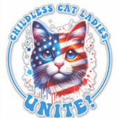 Kinderloze kattendames verenigen Kamala Harris Sticker (Voorkant)