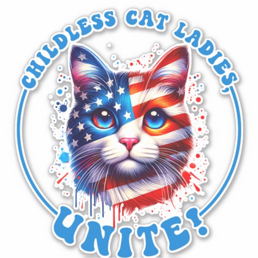 Kinderloze kattendames verenigen Kamala Harris Sticker (Voorkant)