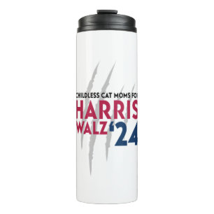 Kinderloze Kattenmoeders voor Harris Walz '24 Thermosbeker