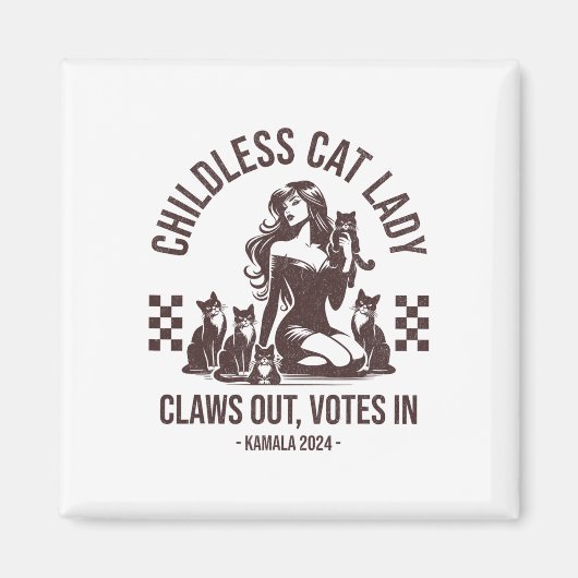 Kinderloze Kattenvrouw Krabt Uit  Magneet (Voorkant)