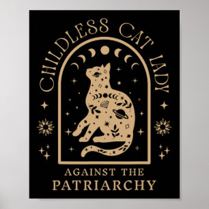 Kinderloze kattenvrouw tegen patriarchaat feminist poster