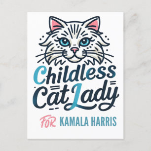 Kinderloze kattenvrouw voor Kamala Harris Briefkaart