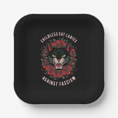 Kinderloze kattenvrouwen tegen fascisme papieren bordje (Voorkant)