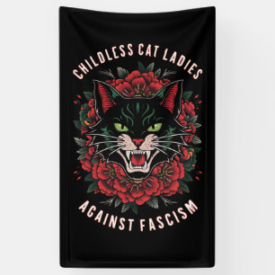 Kinderloze kattenvrouwen tegen fascisme spandoek