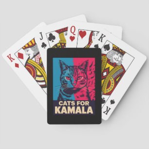 Kinderloze Katvrouw Stemt Kamala Harris 2024 Pokerkaarten