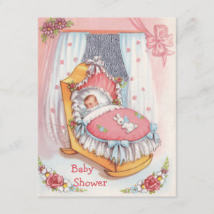  kindermeisje met Wieg Roze Baby shower Kaart