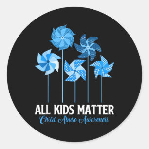 Kindermishandeling Bewustzijn Pinwheel Alle Kinder Ronde Sticker