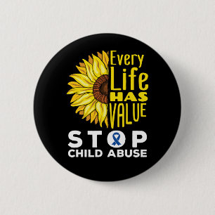 Kindermishandeling Zonnebloem Elke levenswaarde Ronde Button 5,7 Cm