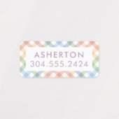 Kindernaam label met schattige regenboog plaid (Design 1)