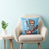 Kindernaam rockstar gitaar jongen helder blauwe ku kussen (Stoel)