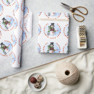 Kindernaam van Santa Snowman Candy Cane Cadeaupapier