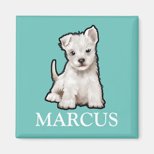 Kindernaam Westie pup fridge magnet Magneet (Voorkant)