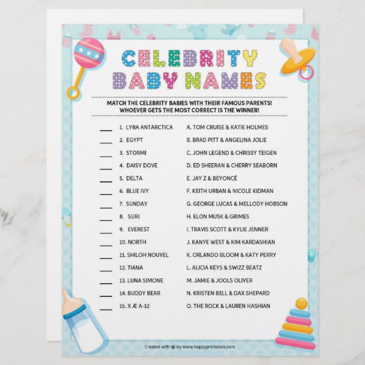 Kindernamen [Basics Blue] Briefhoofd (Voorkant / Achterkant)