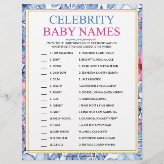 Kindernamen [Florale Waterverven] Briefhoofd (Voorkant)