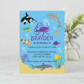 Kinderoceaan met als titel Birthday Invitation Kaart (Staand voorkant)