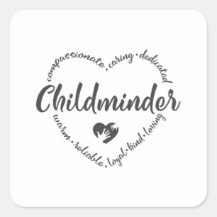 Kinderoppas, babysitter, kinderopvang UK Vierkante Sticker