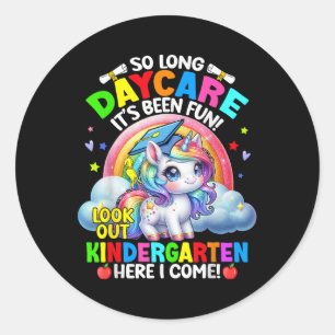 Kinderopvang Afstuderen Hallo 2025 Eenhoorn Meisje Ronde Sticker