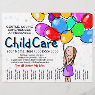 Kinderopvang. Babyzittend. Dag zorg. Aanbieding Flyer