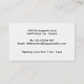 Kinderopvang, Kindergarten Visitekaartje (Achterkant)