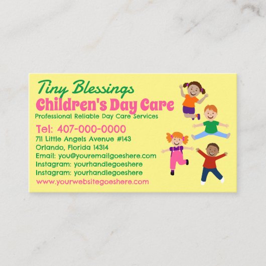 Kinderopvang Kinderopvang Kinderopvang Babysitten Visitekaartje (Voorkant)