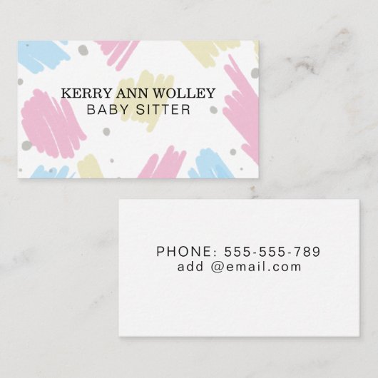 Kinderopvang Nanny Babysitter Kleurrijke Funky Coo Visitekaartje (Voorkant / Achterkant)