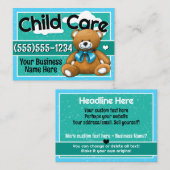 Kinderopvang Teddy Bear Blue Visitekaartje (Voorkant / Achterkant)