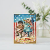 Kinderparade Amerikaanse vlag  op 4 juli Briefkaart (Staand voorkant)