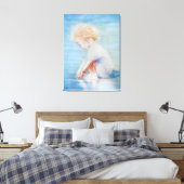Kinderpeuter op de waterscène op het strand canvas afdruk (Insitu (Slaapkamer))