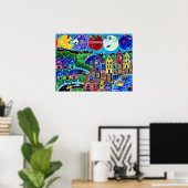 Kinderplanetenruimteschakelaar over de hele wereld poster (Thuiskantoor)