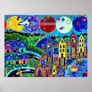 Kinderplanetenruimteschakelaar over de hele wereld poster