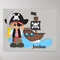 Kinderposter Schattige Piraat Jongen