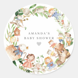 Kinderrijmpjes Baby Shower Ronde Sticker