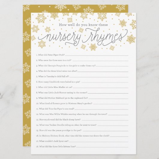 Kinderrijmpjes spel kaart geslacht neutrale douche (Voorkant / Achterkant)