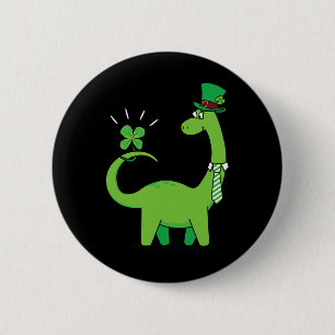 Kinders dinosaurus St. Patrick's Day Shamrock-shir Ronde Button 5,7 Cm